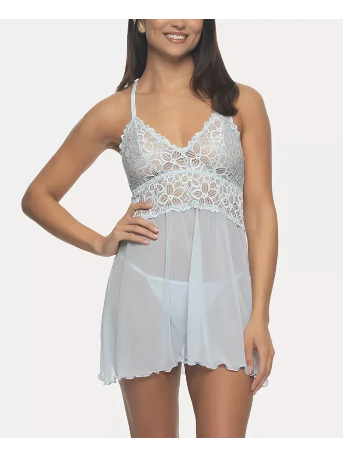 Женский комплект нижнего белья Renee Sheer Babydoll Nightgown, 2 предмета Jezebel — синий