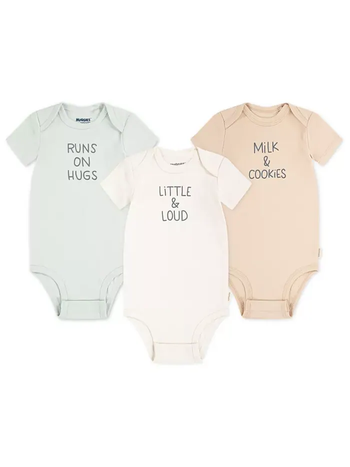 Детский боди с коротким рукавом, 3 штуки Huggies — мульти