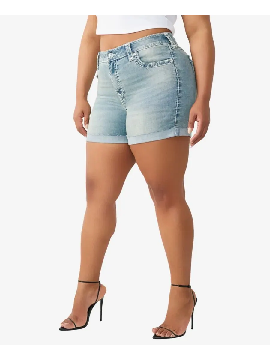 Шорты Jennie средней посадки больших размеров True Religion — изображение 2 из 3, средняя отмывка