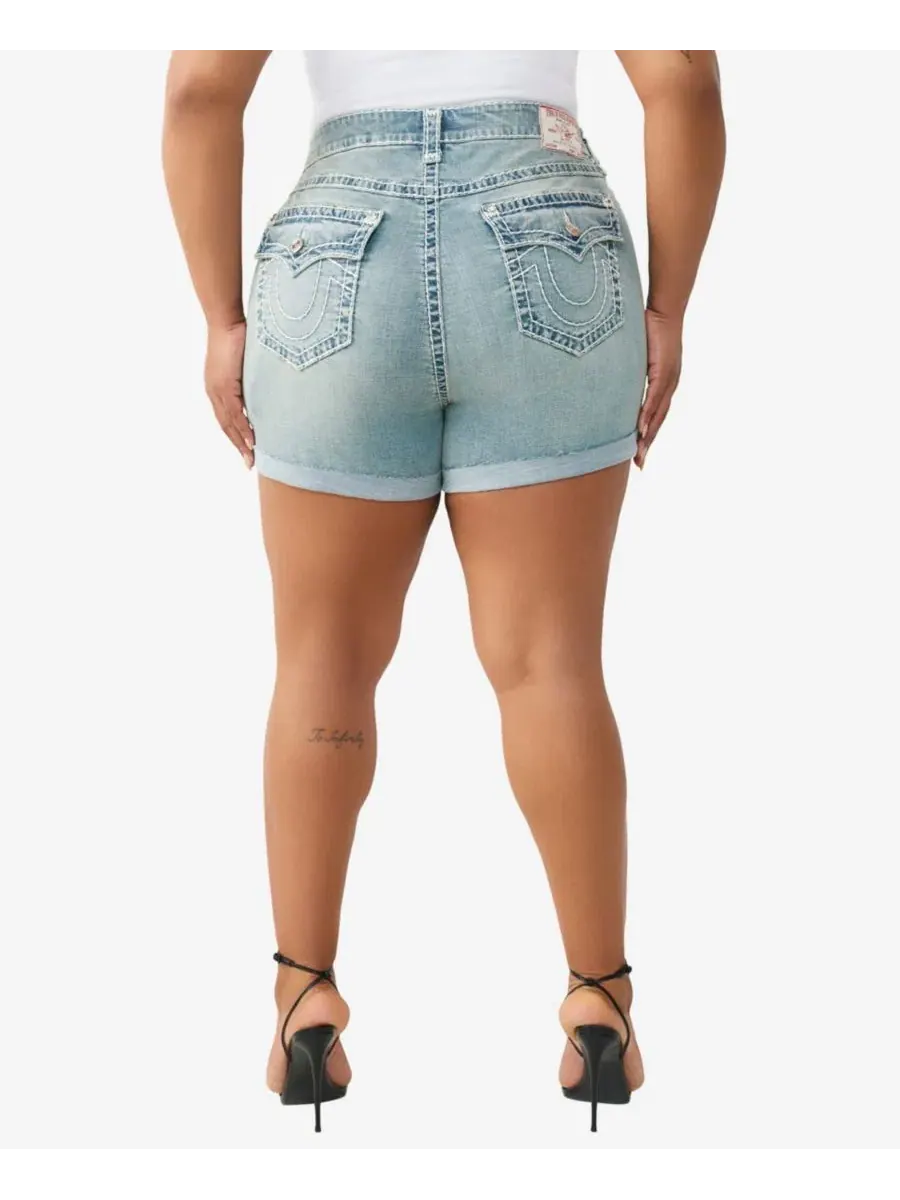 Шорты Jennie средней посадки больших размеров True Religion — изображение 3 из 3, средняя отмывка