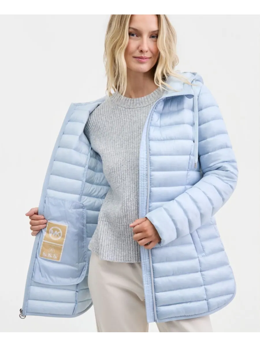 Женская складная пуховая куртка с капюшоном Michael Kors — изображение 3 из 5, бледный синий