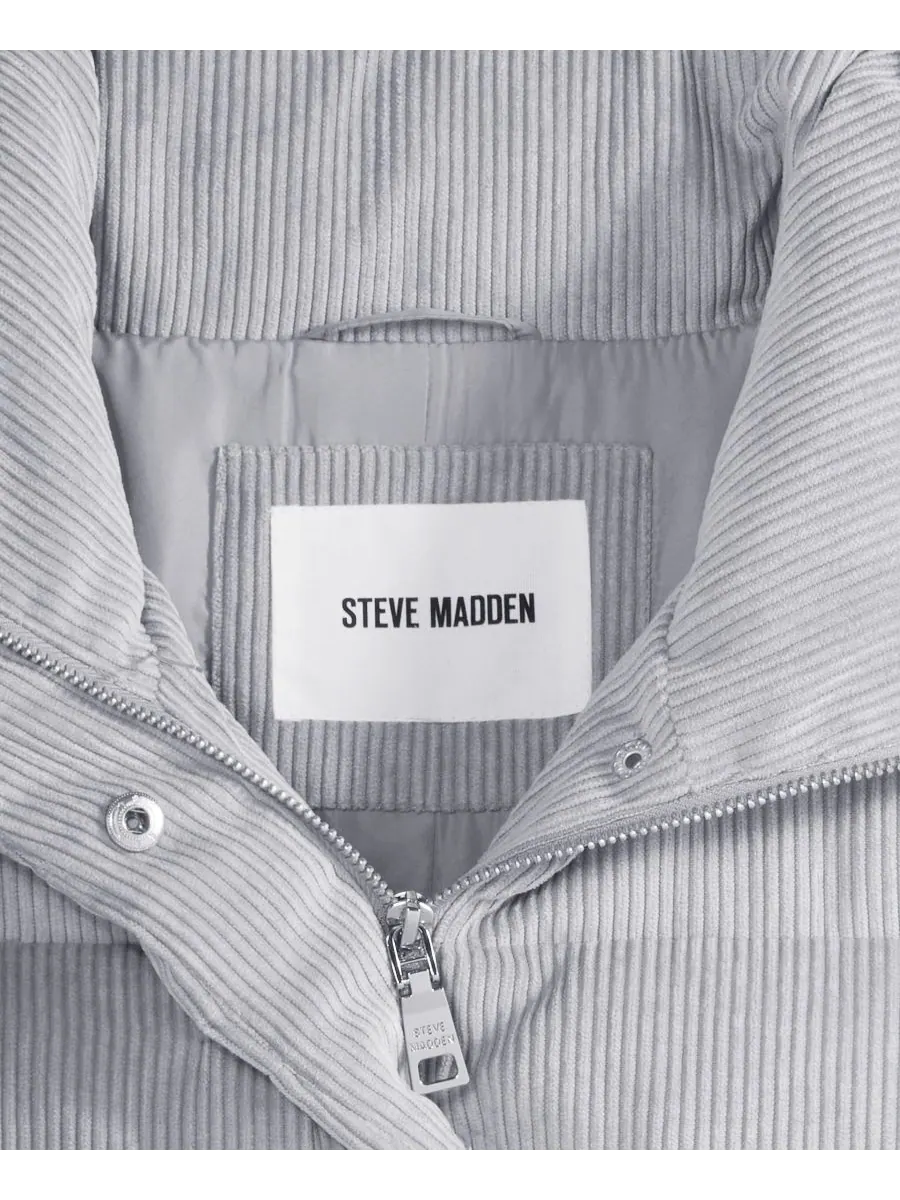Женская вельветовая пуховая куртка на молнии Steve Madden — изображение 4 из 5, серый