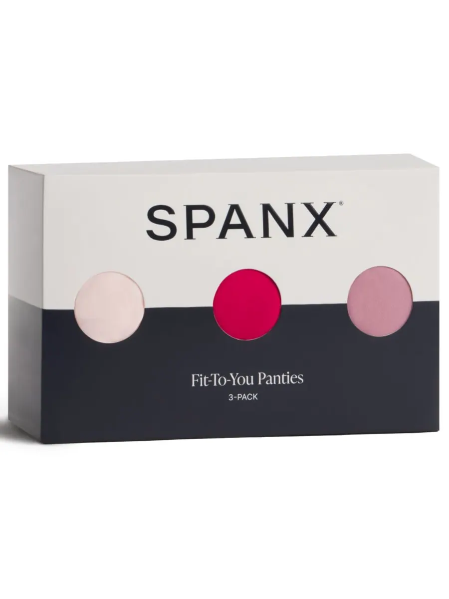 Женские трусы с высокой посадкой, облегающие фигуру, комплект из 3 штук SPANX — изображение 2 из 3, розовый
