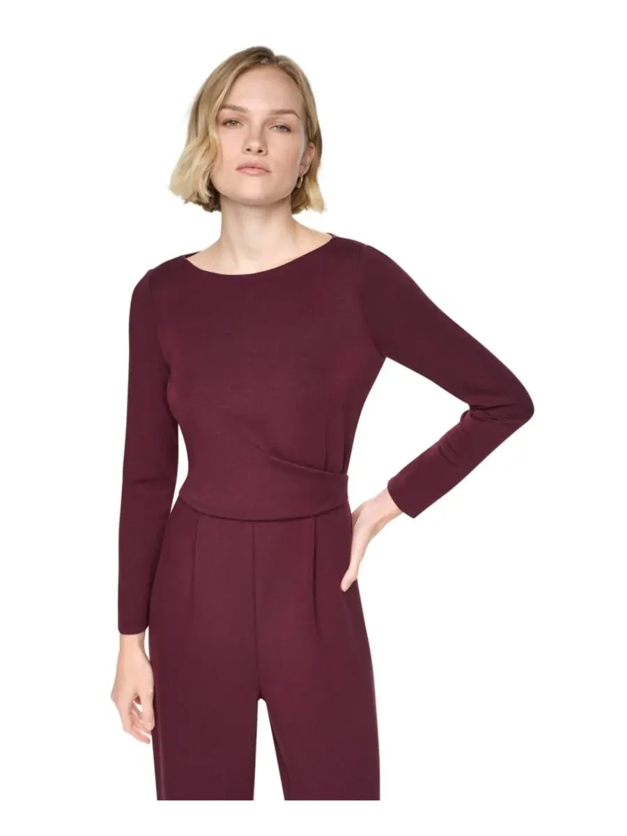 Комбинезон с длинным рукавом и боковой драпировкой, модель Boat-Neck Long-Sleeve Side-Ruched DKNY — изображение 3 из 5