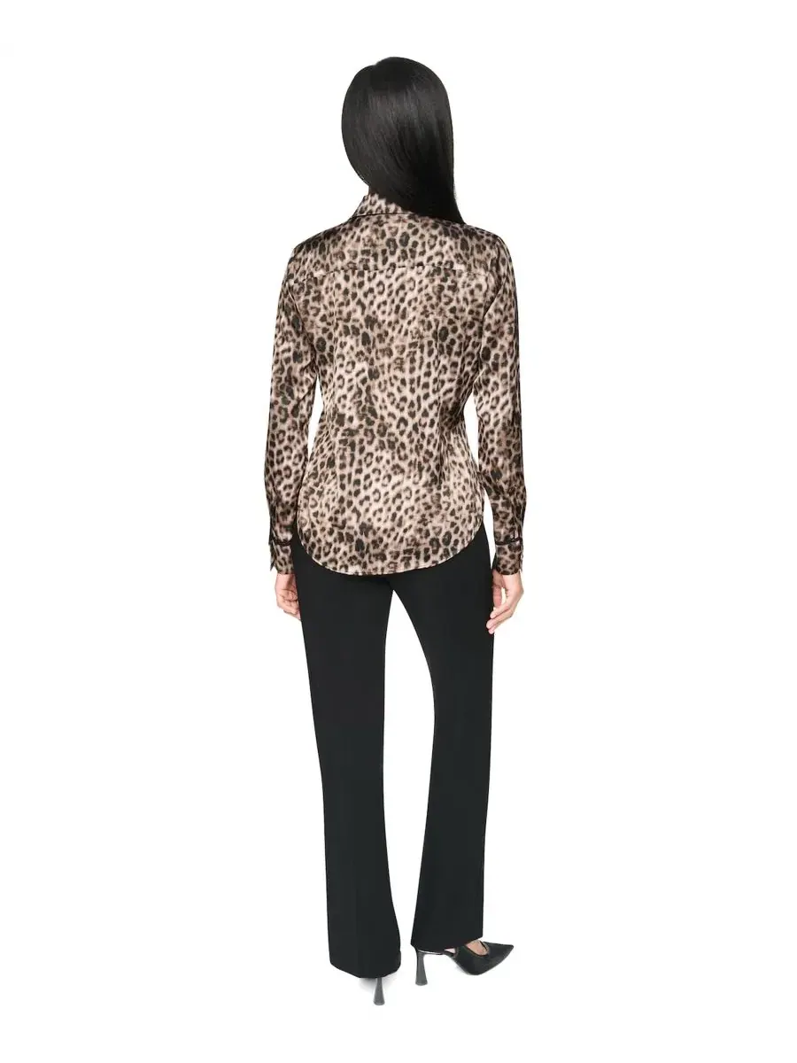 Блузка с принтом, с длинным рукавом, Petite Printed Satin Long-Sleeve Collared Top DKNY — изображение 5 из 6, мульти