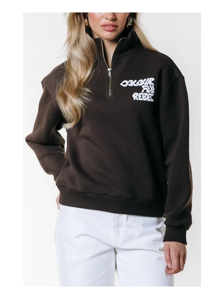 Женская толстовка Uni Logo Wave на молнии Colourful Rebel — коричневый