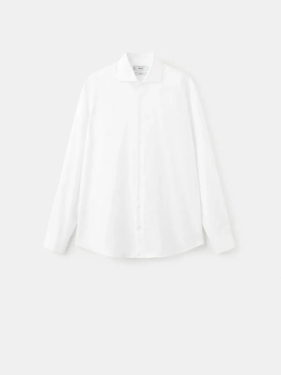 Рубашка классическая с длинным рукавом Slim Fit MANGO — изображение 2 из 7, белый