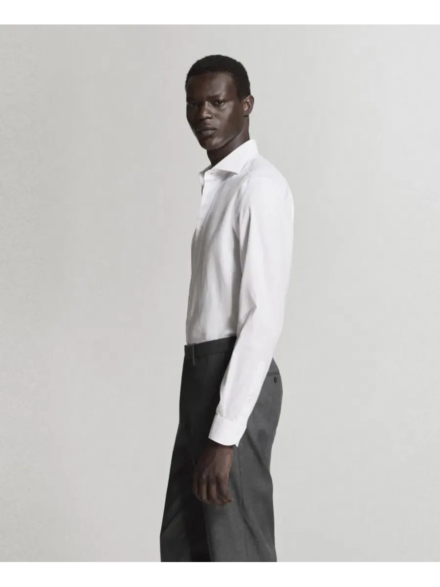 Рубашка классическая с длинным рукавом Slim Fit MANGO — изображение 4 из 7, белый