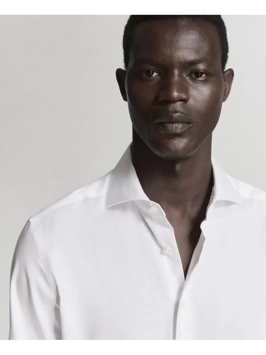Рубашка классическая с длинным рукавом Slim Fit MANGO — изображение 5 из 7, белый