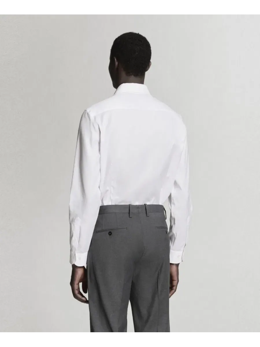 Рубашка классическая с длинным рукавом Slim Fit MANGO — изображение 6 из 7, белый