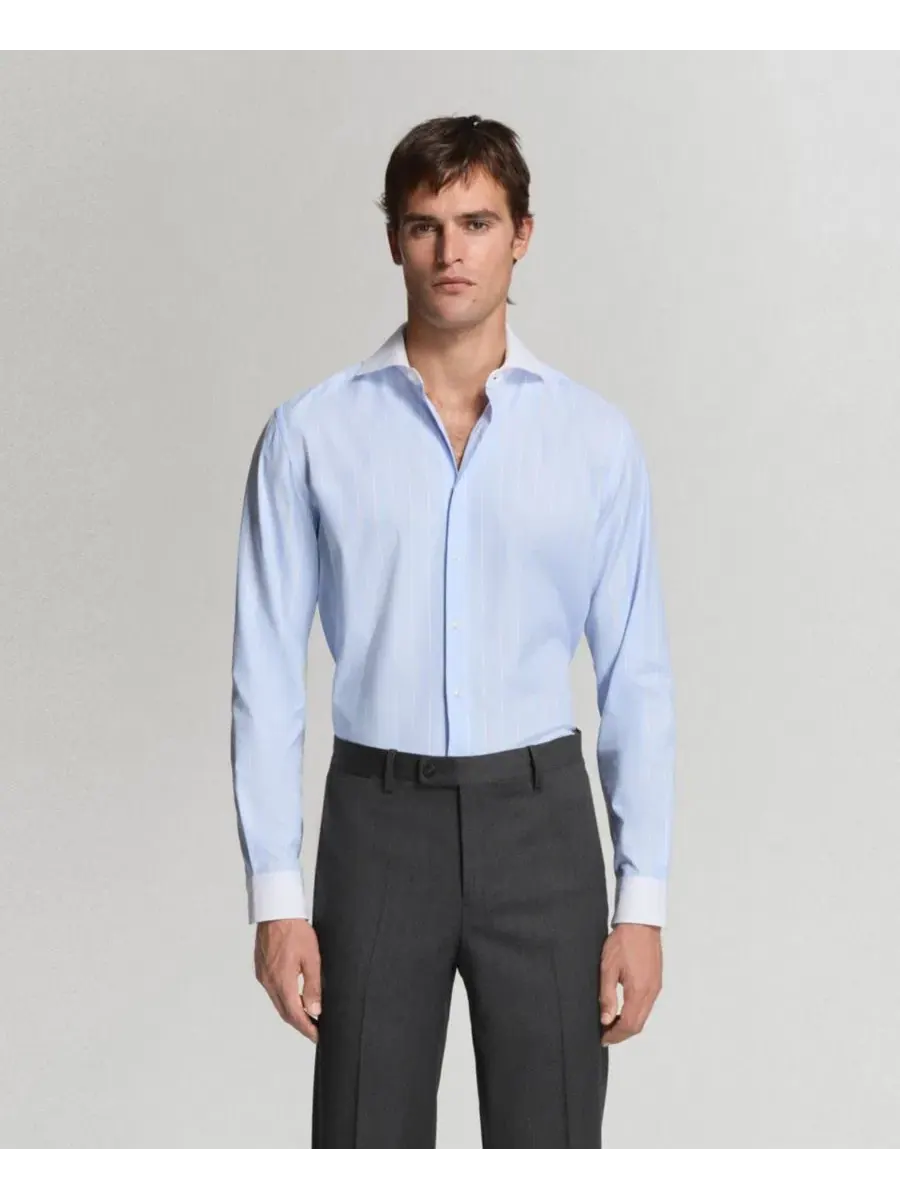 Мужская рубашка с длинным рукавом Cotton Striped MANGO