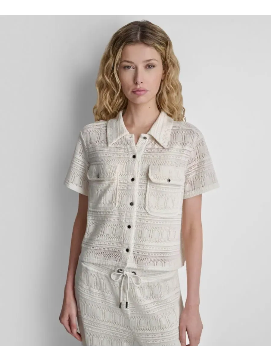 Рубашка с воротником и коротким рукавом DKNY