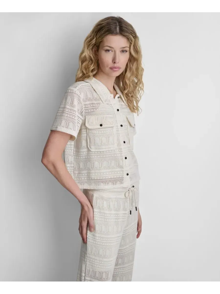 Рубашка с воротником и коротким рукавом DKNY — изображение 3 из 5, кокос