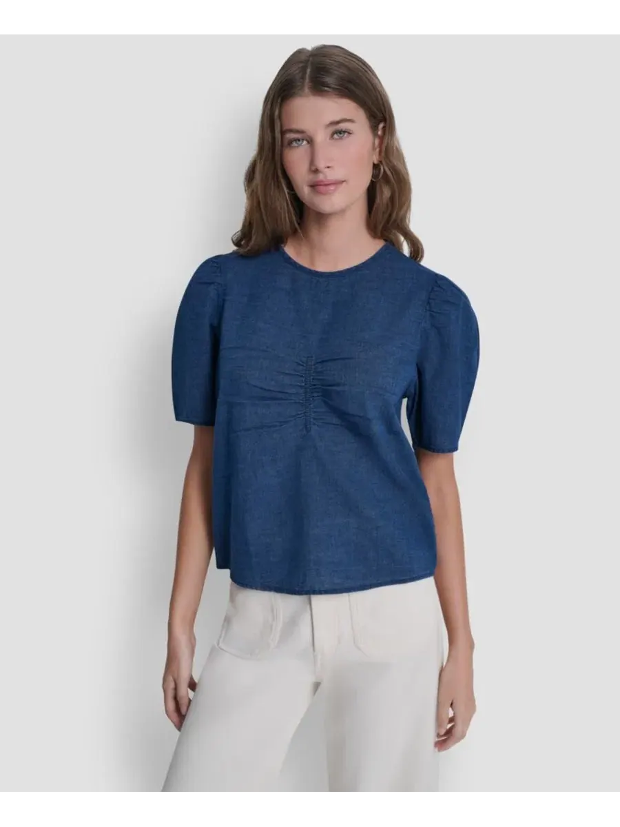 Блуза с коротким рукавом-фонарик, с защипами DKNY Jeans