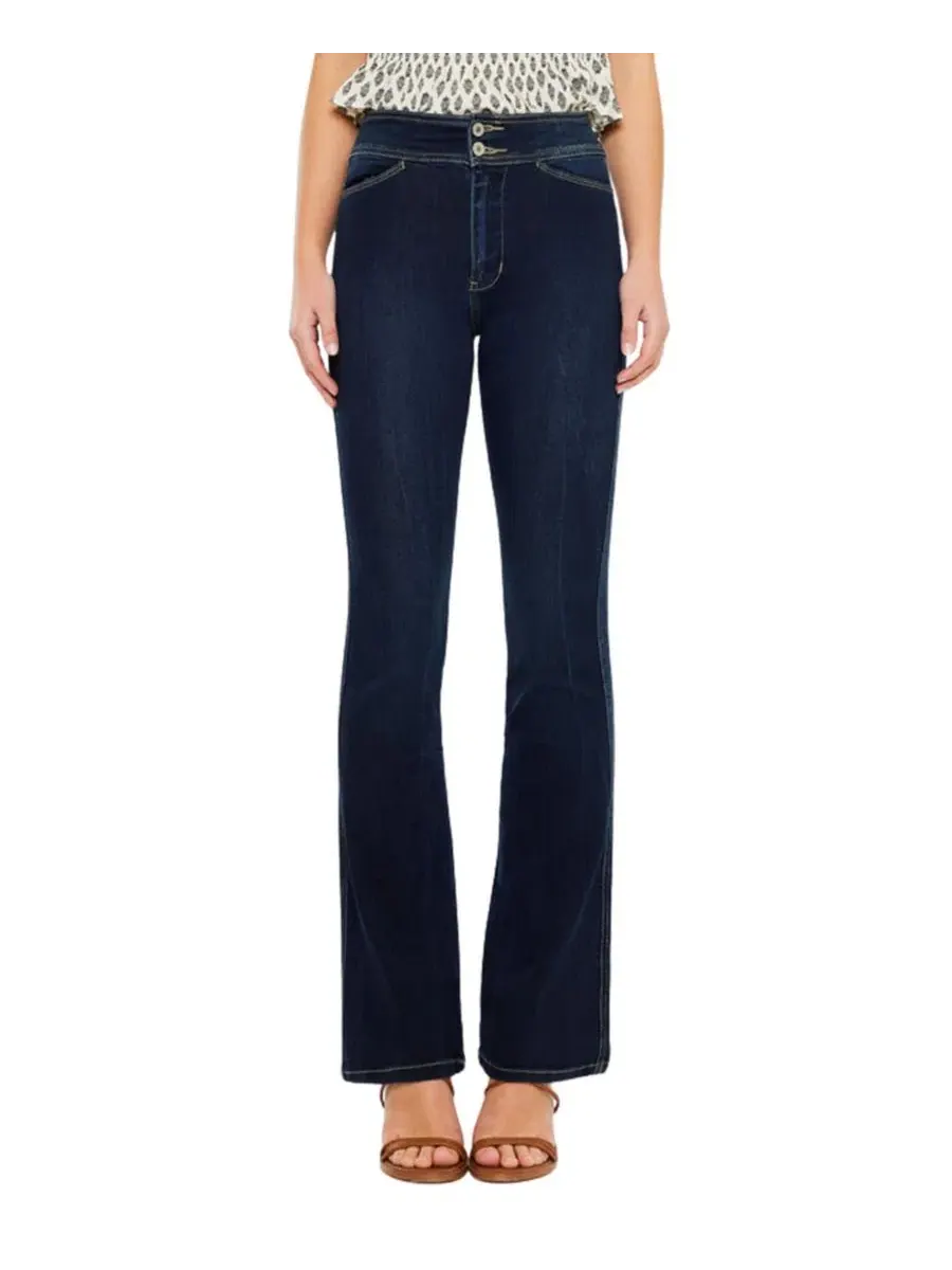 Джинсы с высокой посадкой Seren High Rise Exposed Button Bootcut KanCan