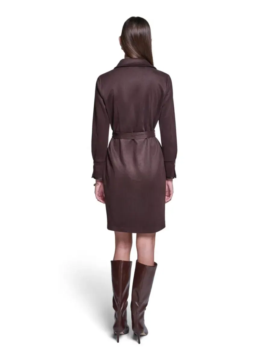 Платье-рубашка миди без подкладки с поясом Halston, Rich Mocha — изображение 5 из 5