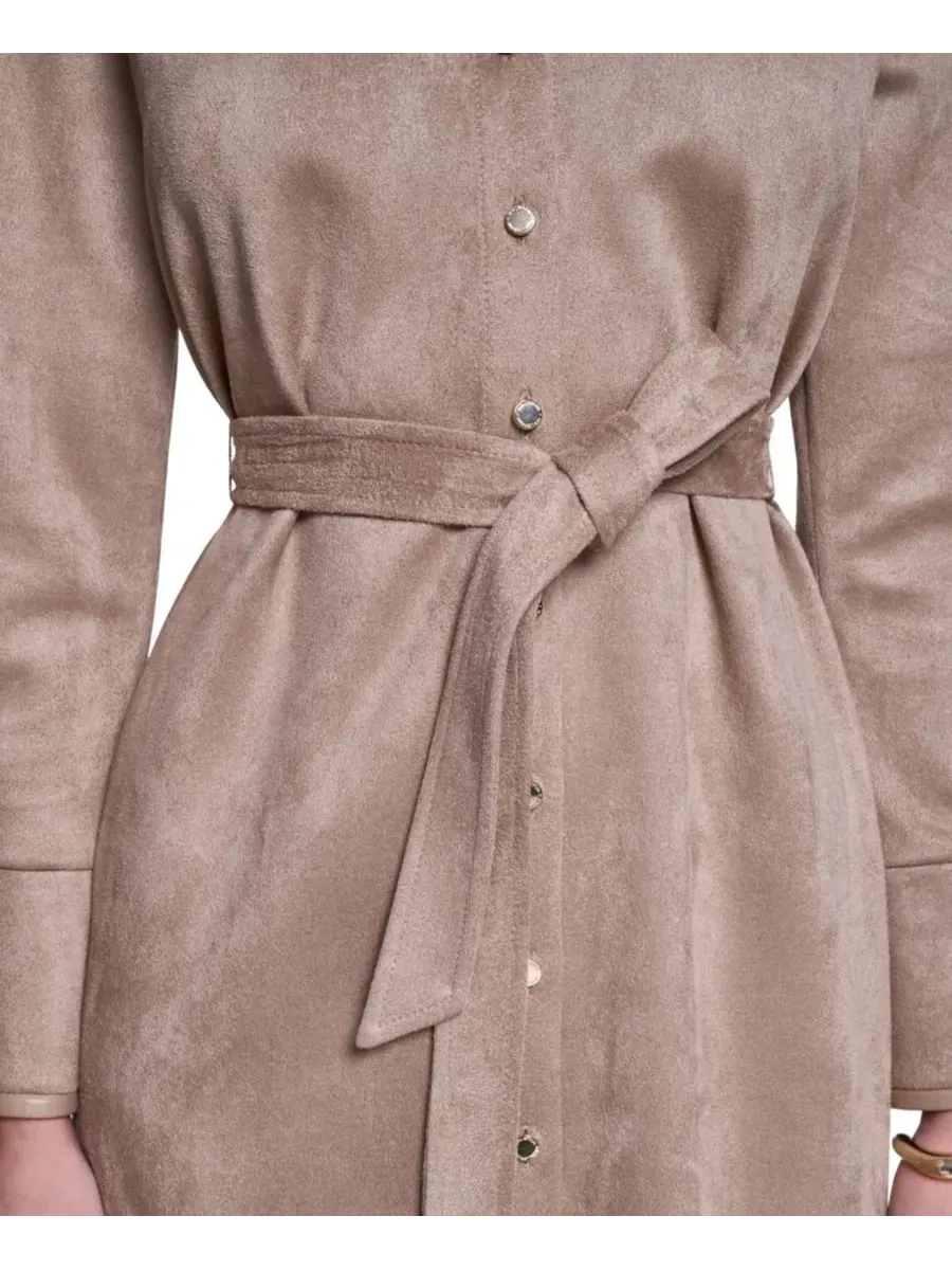 Платье-рубашка миди с воротником, без подкладки Halston, Spiced Almond — изображение 4 из 5