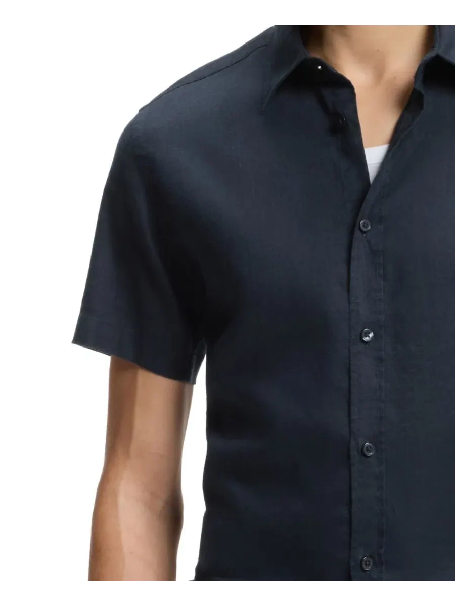 Рубашка с коротким рукавом Slim Fit Stretch Linen BOSS by Hugo Boss — изображение 6 из 6, синий