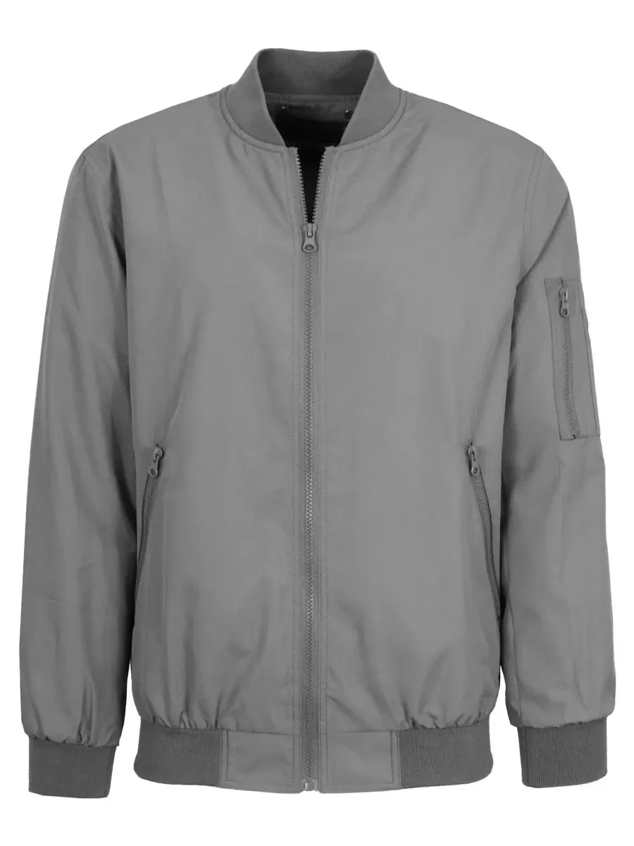 Мужская куртка-бомбер с молнией, модель Zip-Up Bomber Jacket Galaxy By Harvic — изображение 1 из 3, серый