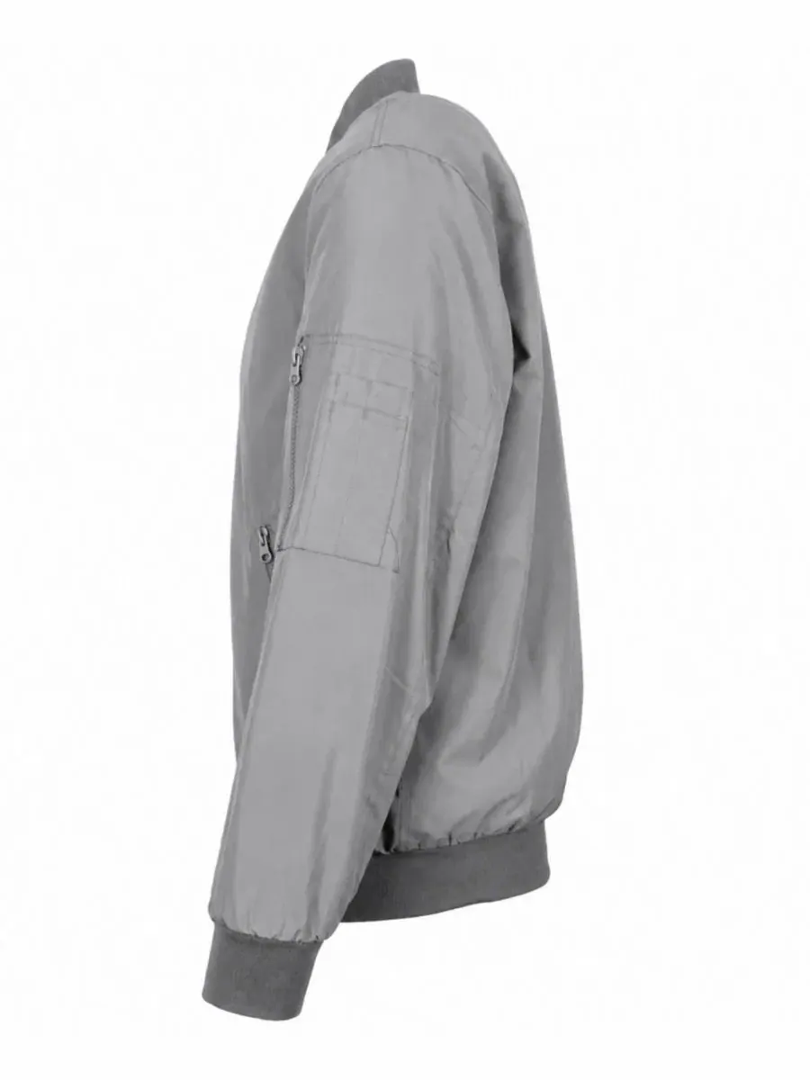 Мужская куртка-бомбер с молнией, модель Zip-Up Bomber Jacket Galaxy By Harvic — изображение 2 из 3, серый