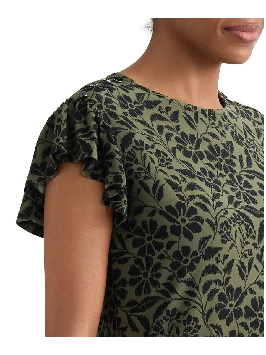 Блуза с рукавами-флаттер и круглым вырезом Petite Flutter-Sleeve Crewneck Top Jones New York — изображение 4 из 5