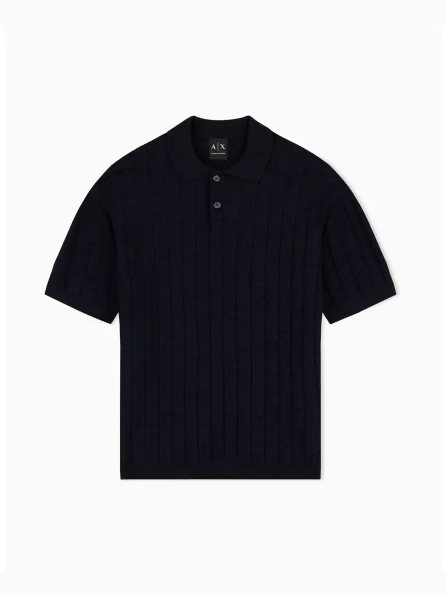Поло с коротким рукавом из вискозы A|X Armani Exchange — изображение 2 из 7, глубокий темно-синий