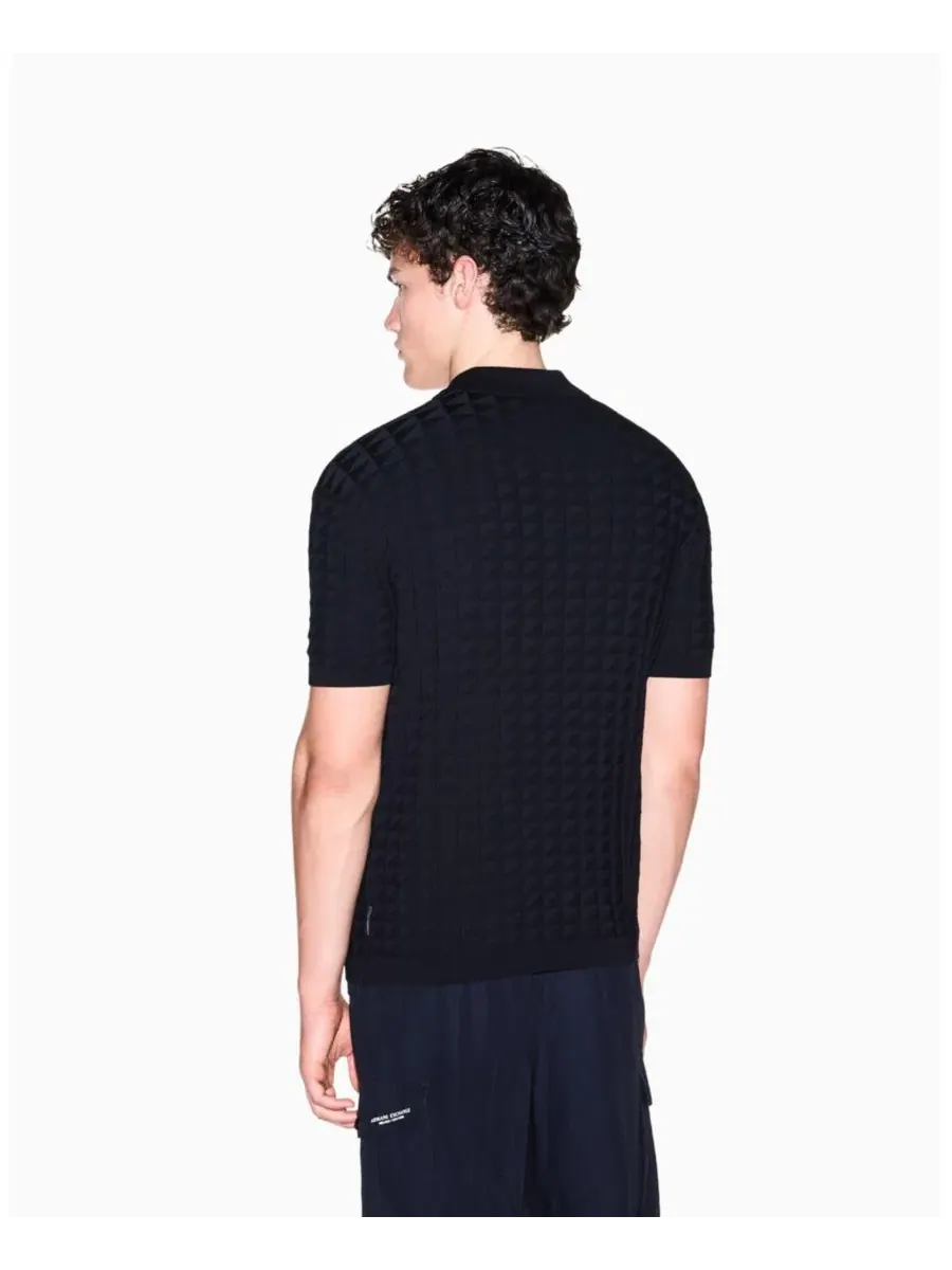 Поло с коротким рукавом из вискозы A|X Armani Exchange — изображение 4 из 7, глубокий темно-синий