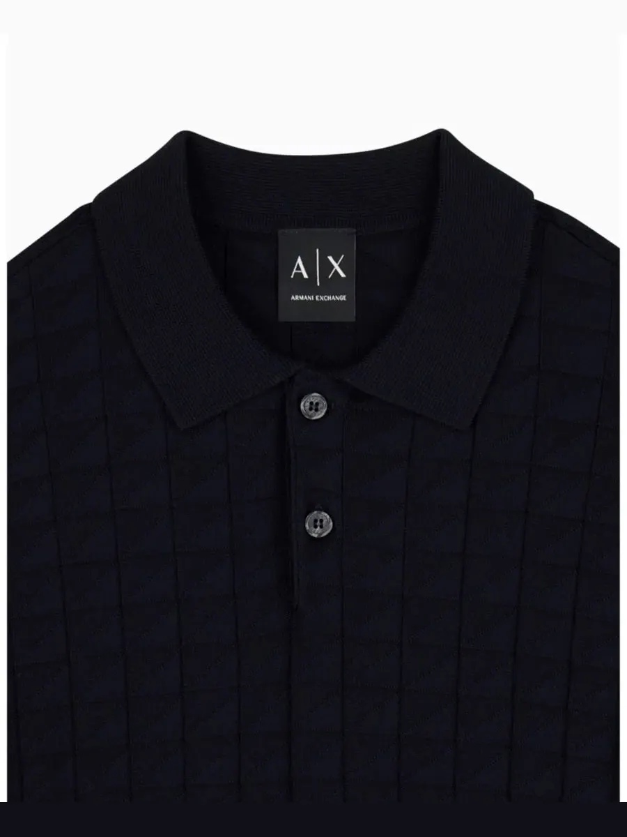Поло с коротким рукавом из вискозы A|X Armani Exchange — изображение 5 из 7, глубокий темно-синий