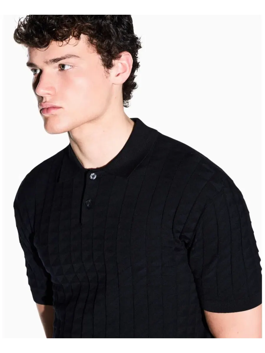Поло с коротким рукавом из вискозы A|X Armani Exchange — изображение 7 из 7, глубокий темно-синий