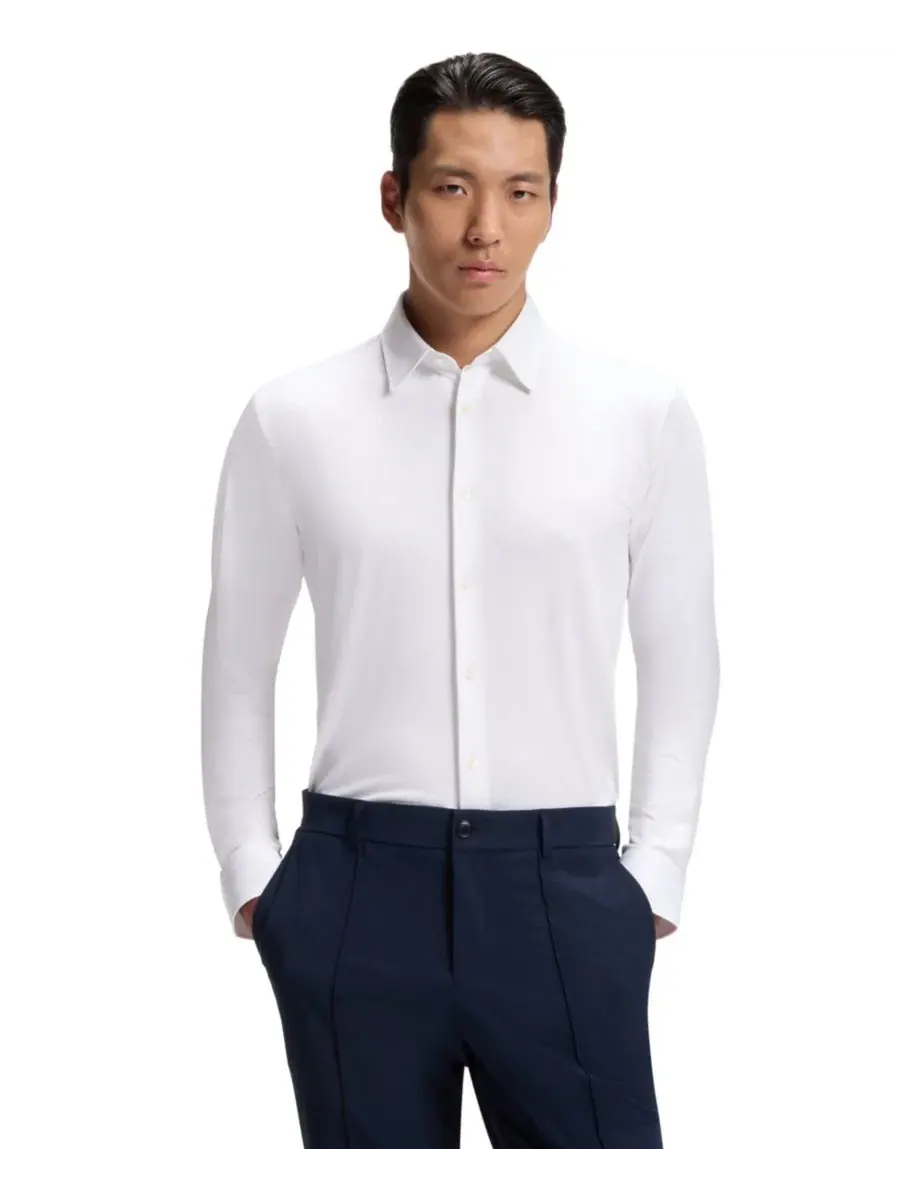 Сорочка с длинным рукавом Structured Performance-Stretch Slim-Fit Hugo Boss — изображение 1 из 5, белый
