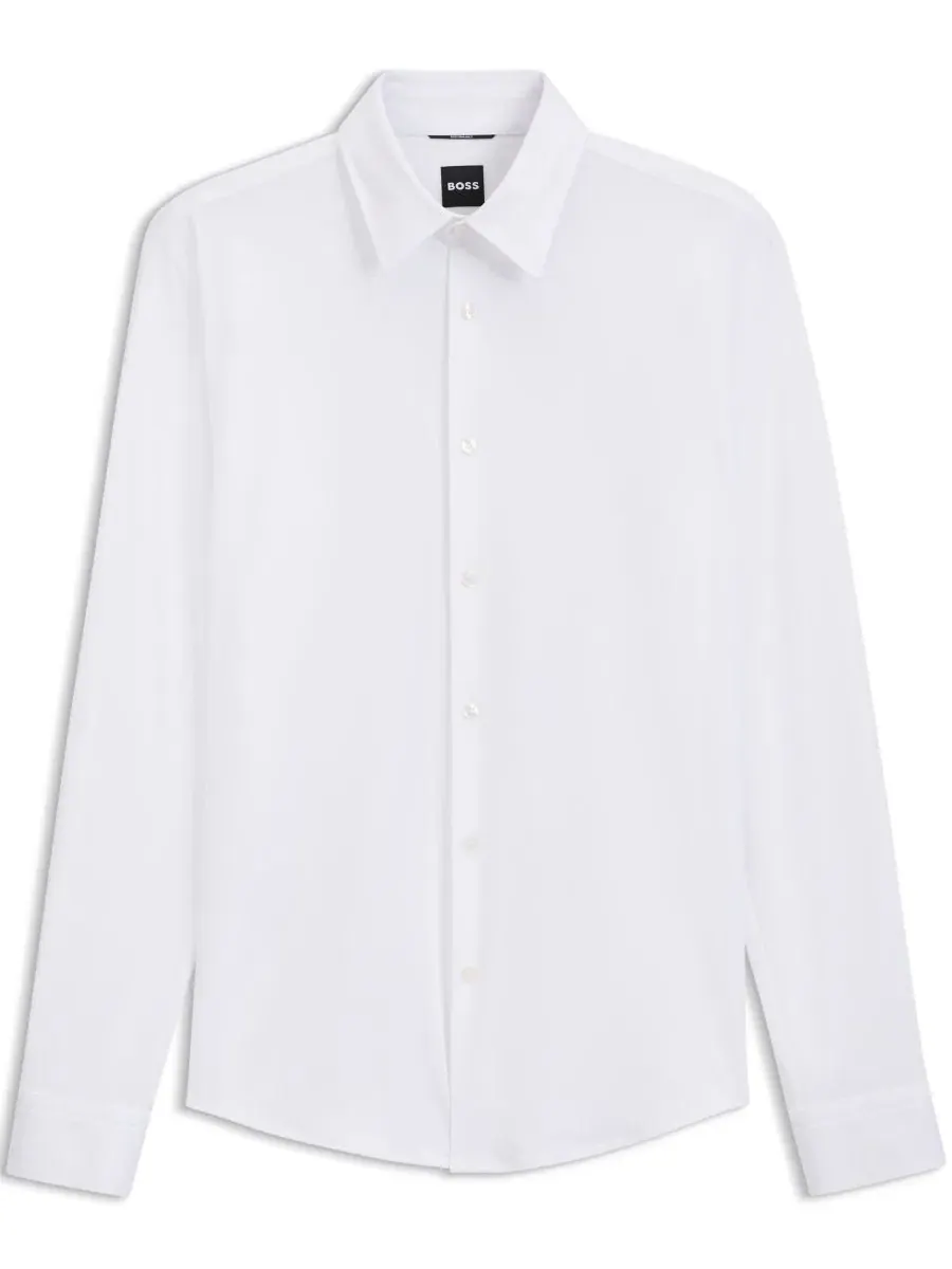Сорочка с длинным рукавом Structured Performance-Stretch Slim-Fit Hugo Boss — изображение 3 из 5, белый