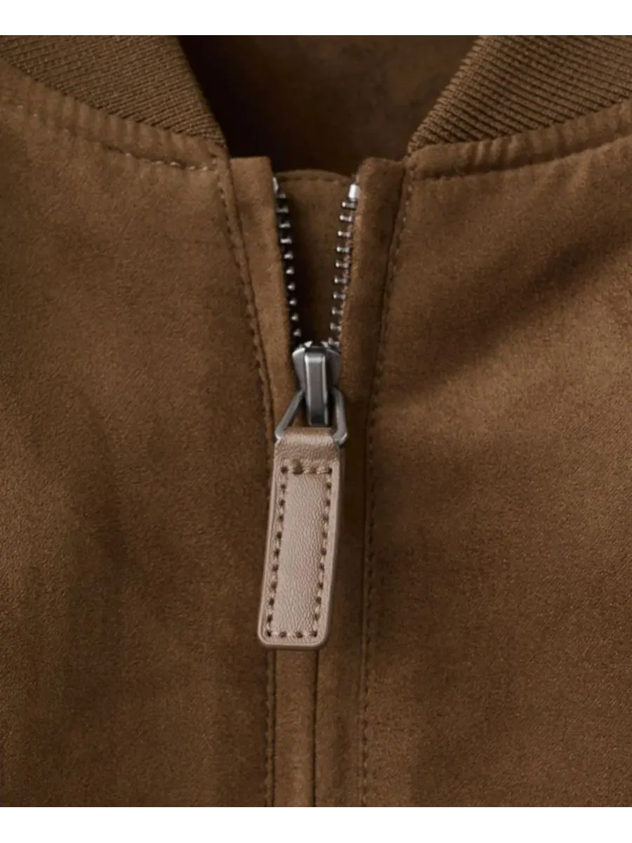 Куртка-бомбер с эффектом замши, Slim Fit, длинный рукав MANGO — изображение 3 из 8, коричневый