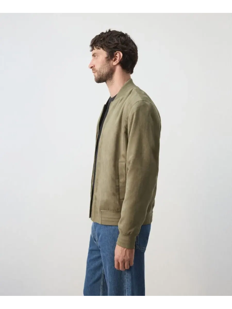 Куртка-бомбер из полиэстера с эффектом замши, slim fit, Mango — изображение 4 из 7, хаки