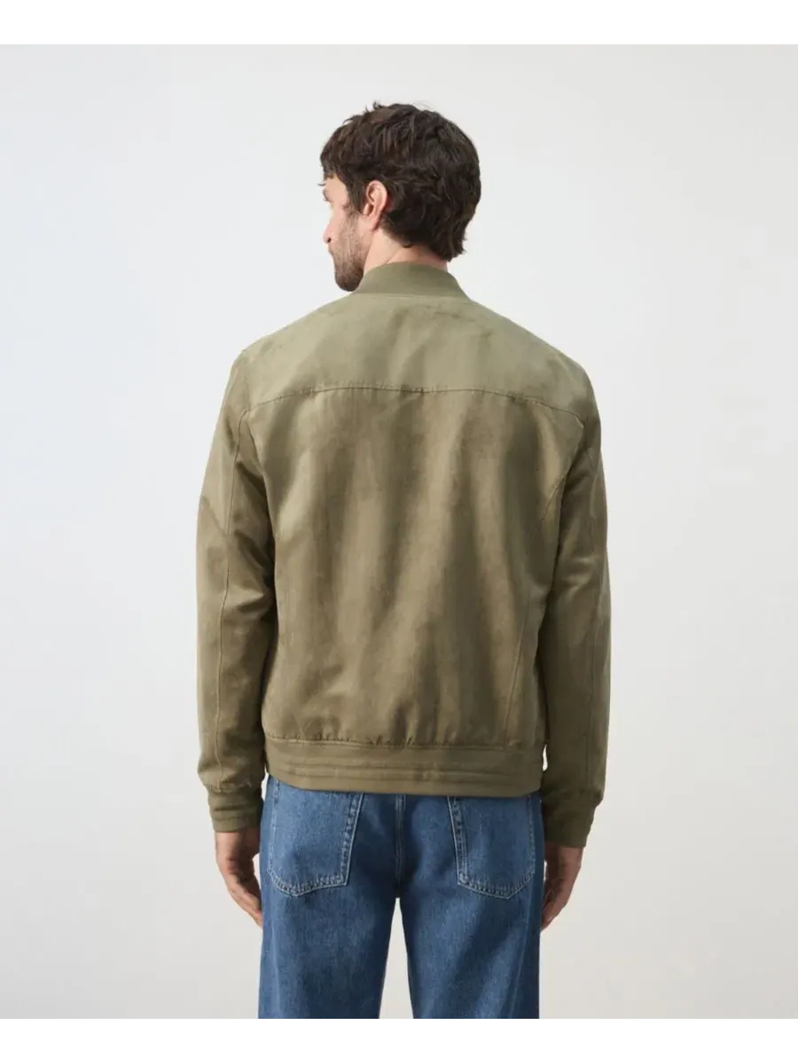 Куртка-бомбер из полиэстера с эффектом замши, slim fit, Mango — изображение 6 из 7, хаки