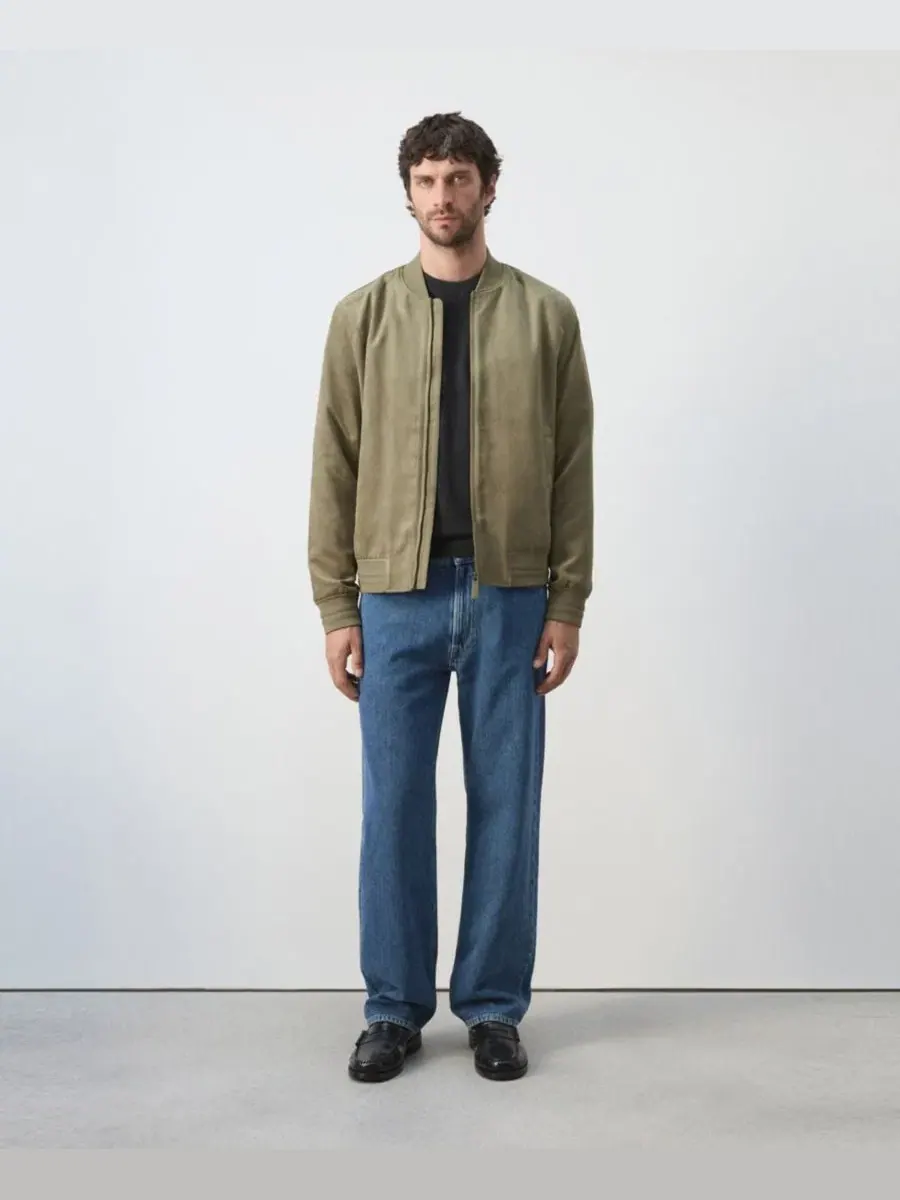 Куртка-бомбер из полиэстера с эффектом замши, slim fit, Mango — изображение 7 из 7, хаки