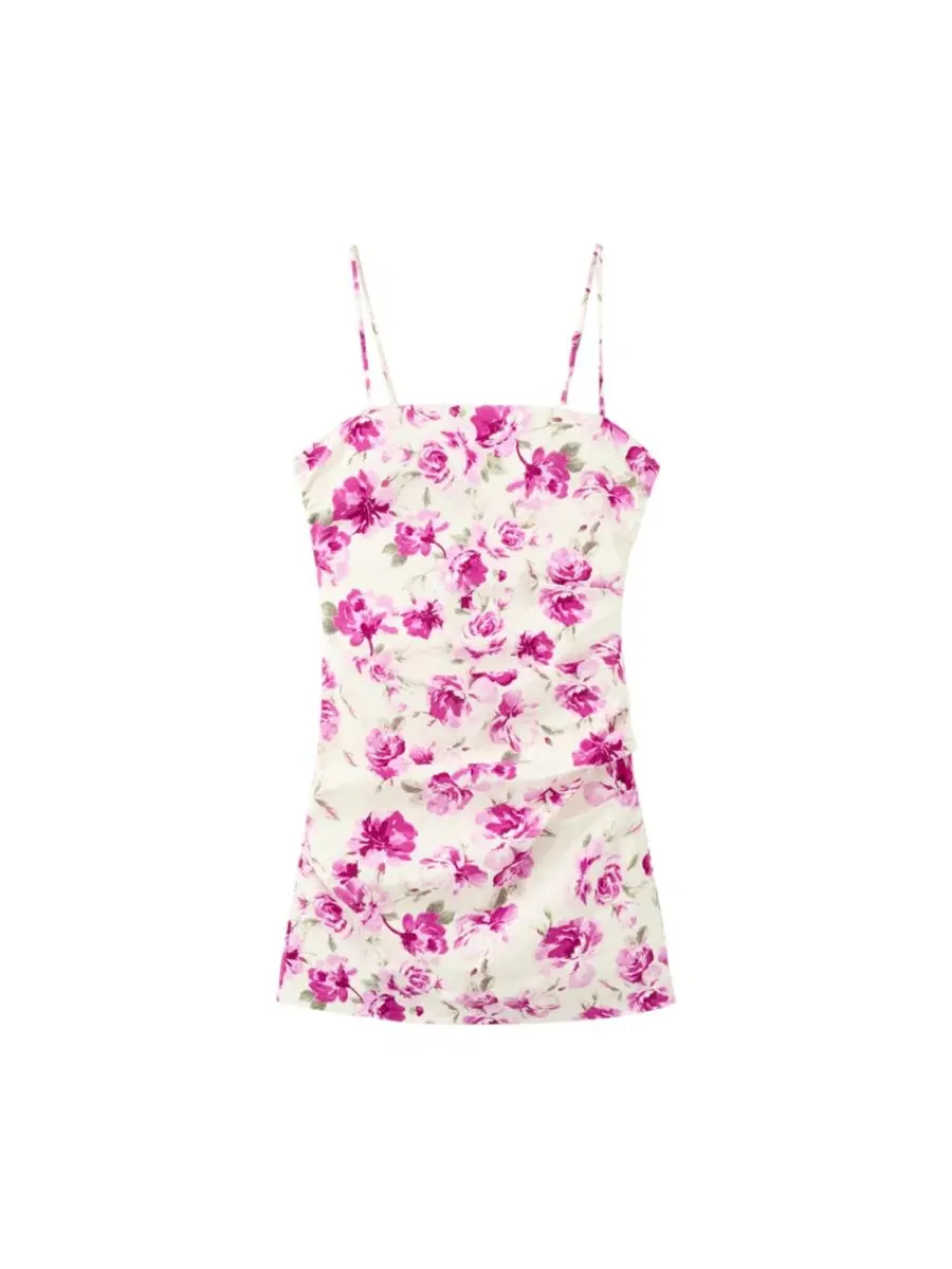 Платье мини с боковой драпировкой Floral Ruched Midi MANGO