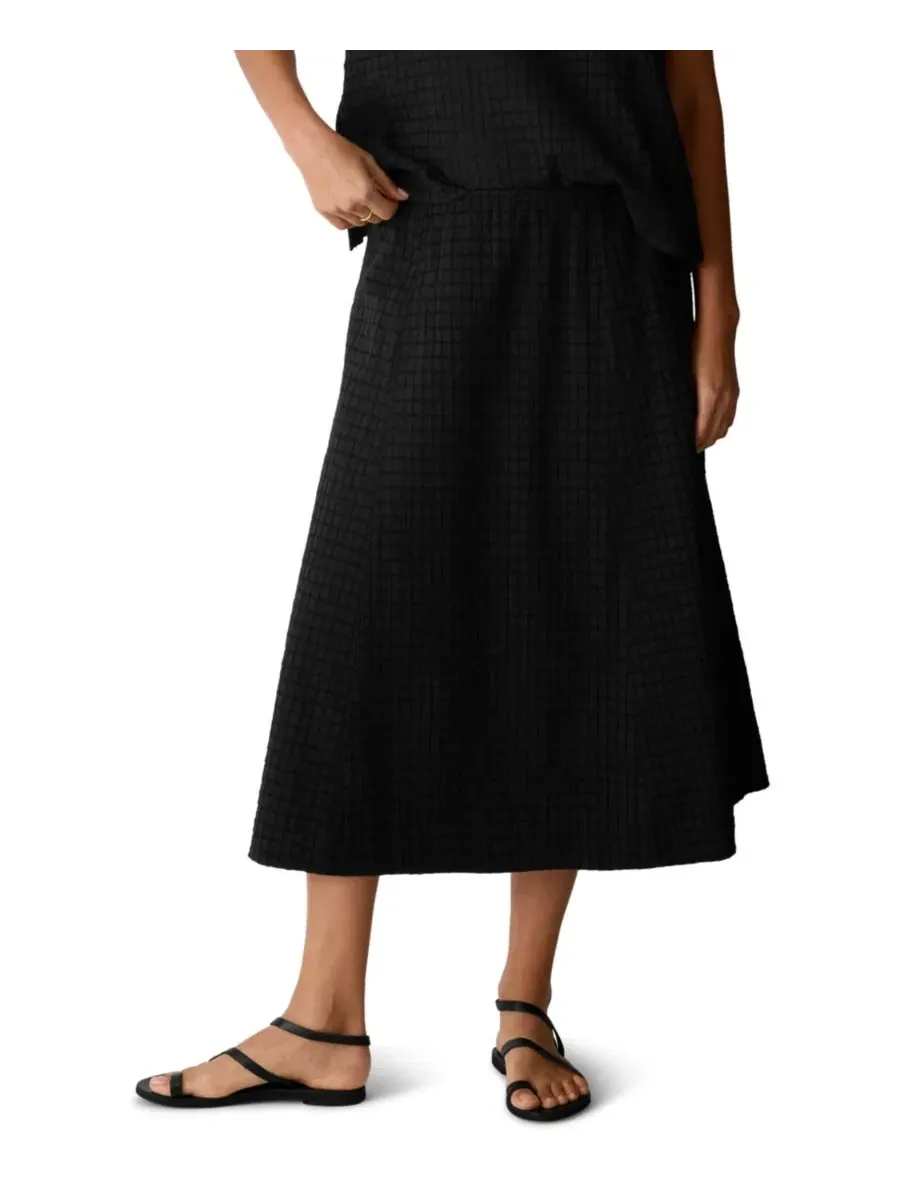 Юбка-миди А-силуэта с текстурой пике EILEEN FISHER PETITES — черный