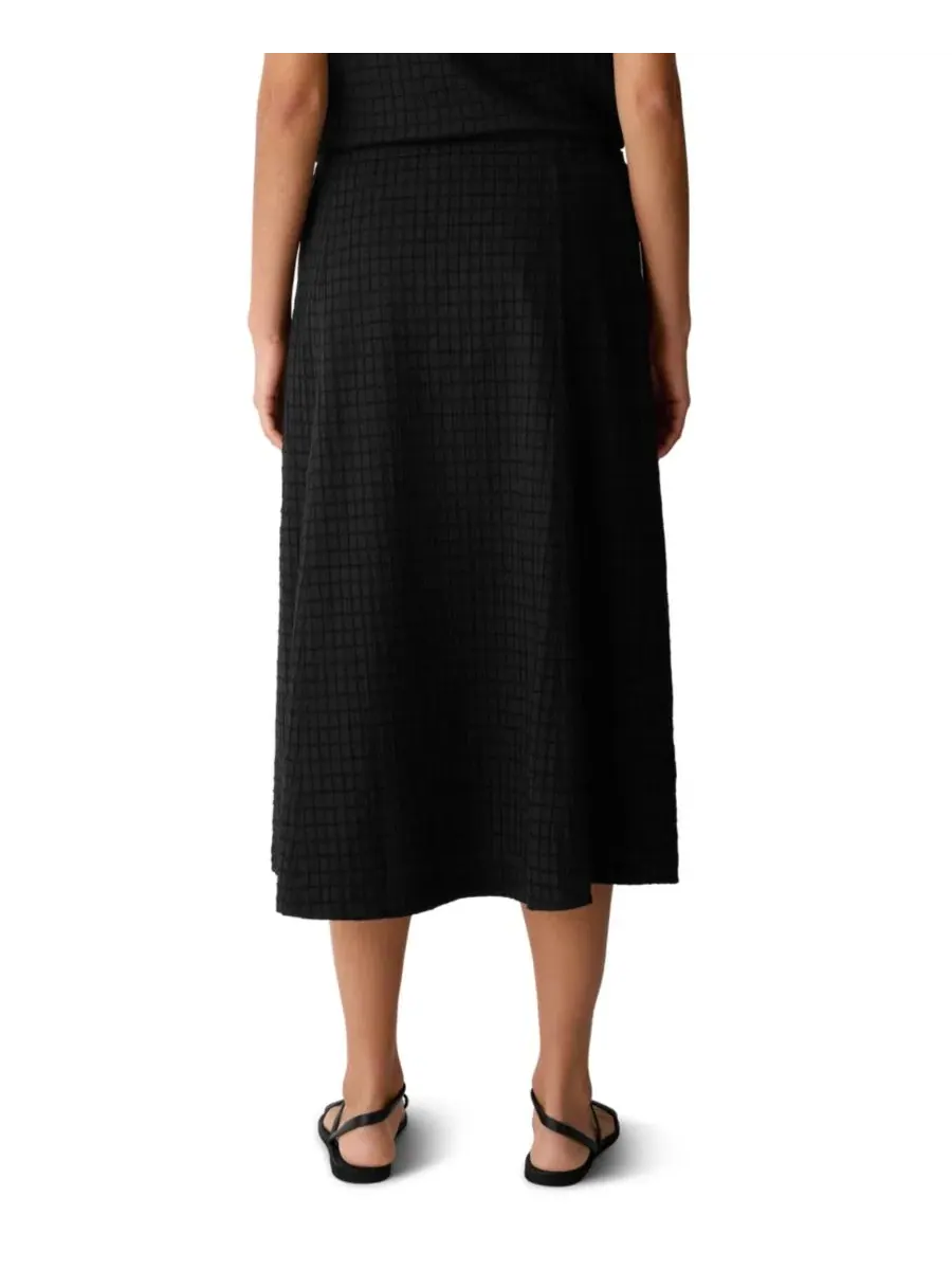Юбка-миди А-силуэта с текстурой пике EILEEN FISHER PETITES — изображение 4 из 4, черный