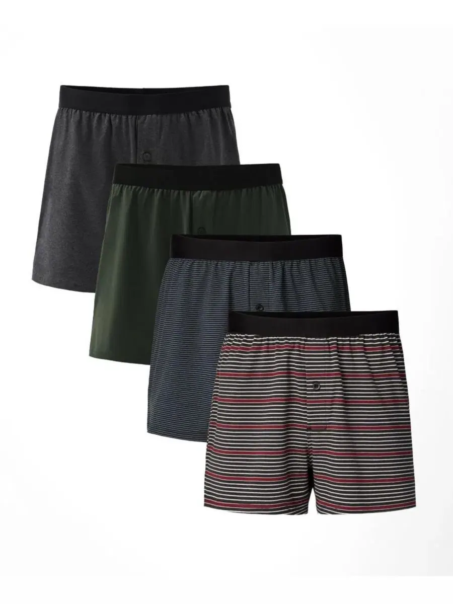 Комплект из 4 трусов-боксеров Everyday Knit Boxer, органический хлопок Pact, Everyday Stripe Bundle
