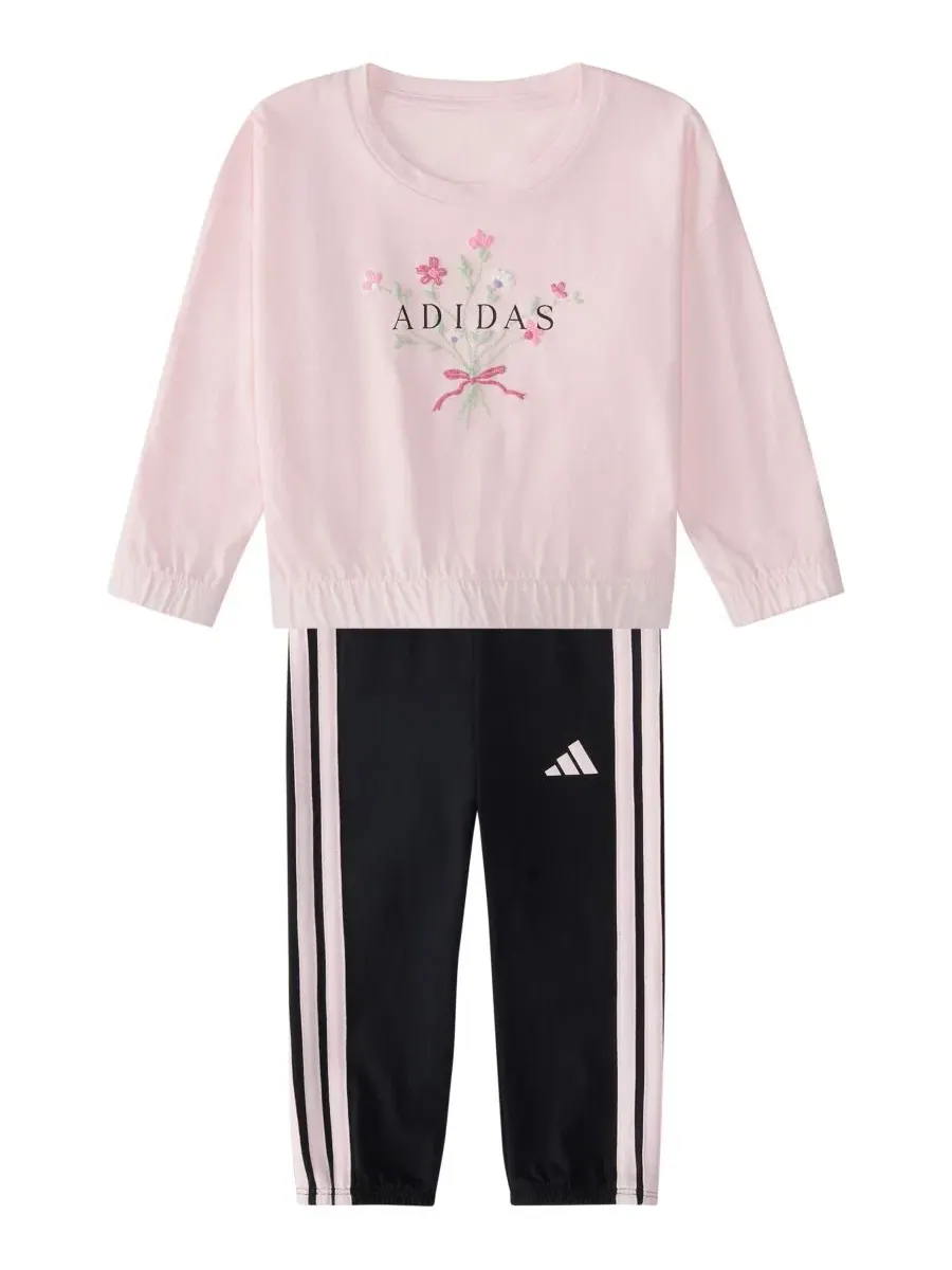 Комплект из лонгслива и брюк с принтом adidas — изображение 3 из 5, розовый/черный
