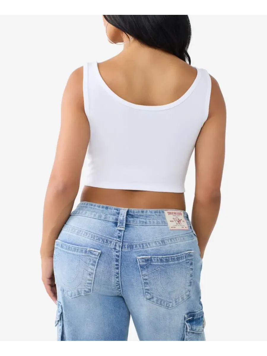 Топ с вырезом каре и ребристой текстурой True Religion — изображение 3 из 3, белый