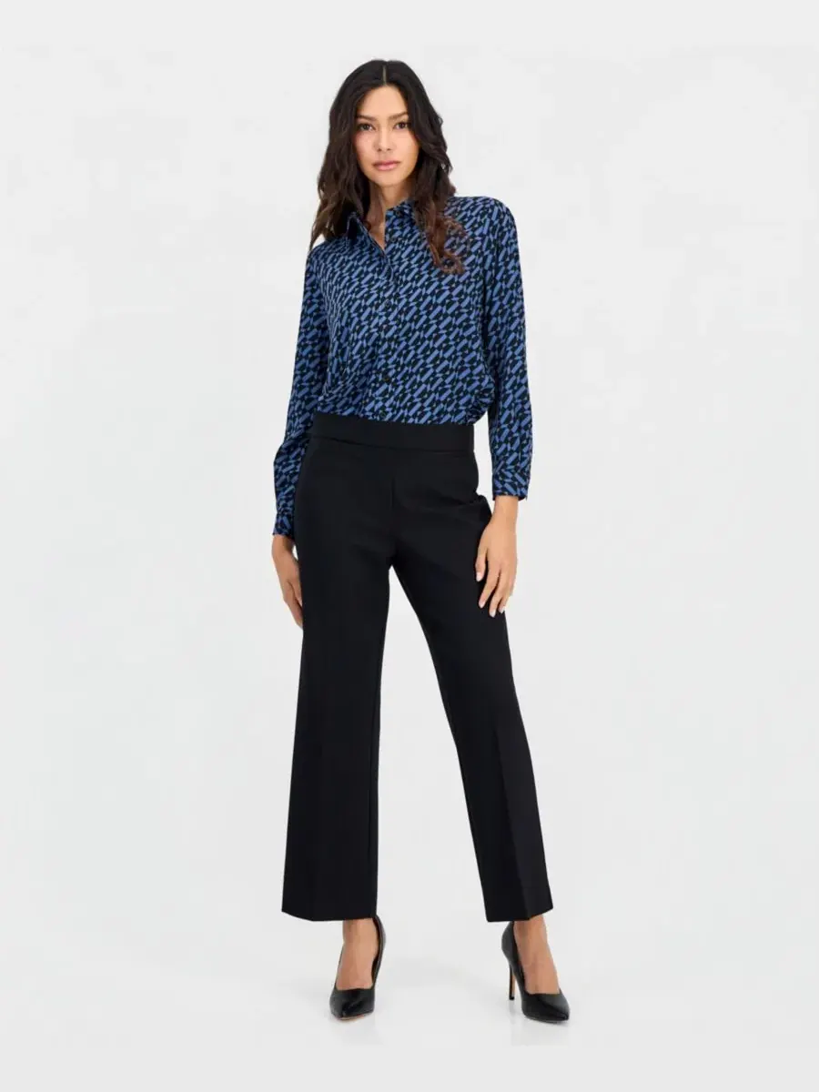 Блузка с принтом, с длинным рукавом Anne Klein Essentials — изображение 2 из 4, синий/черный