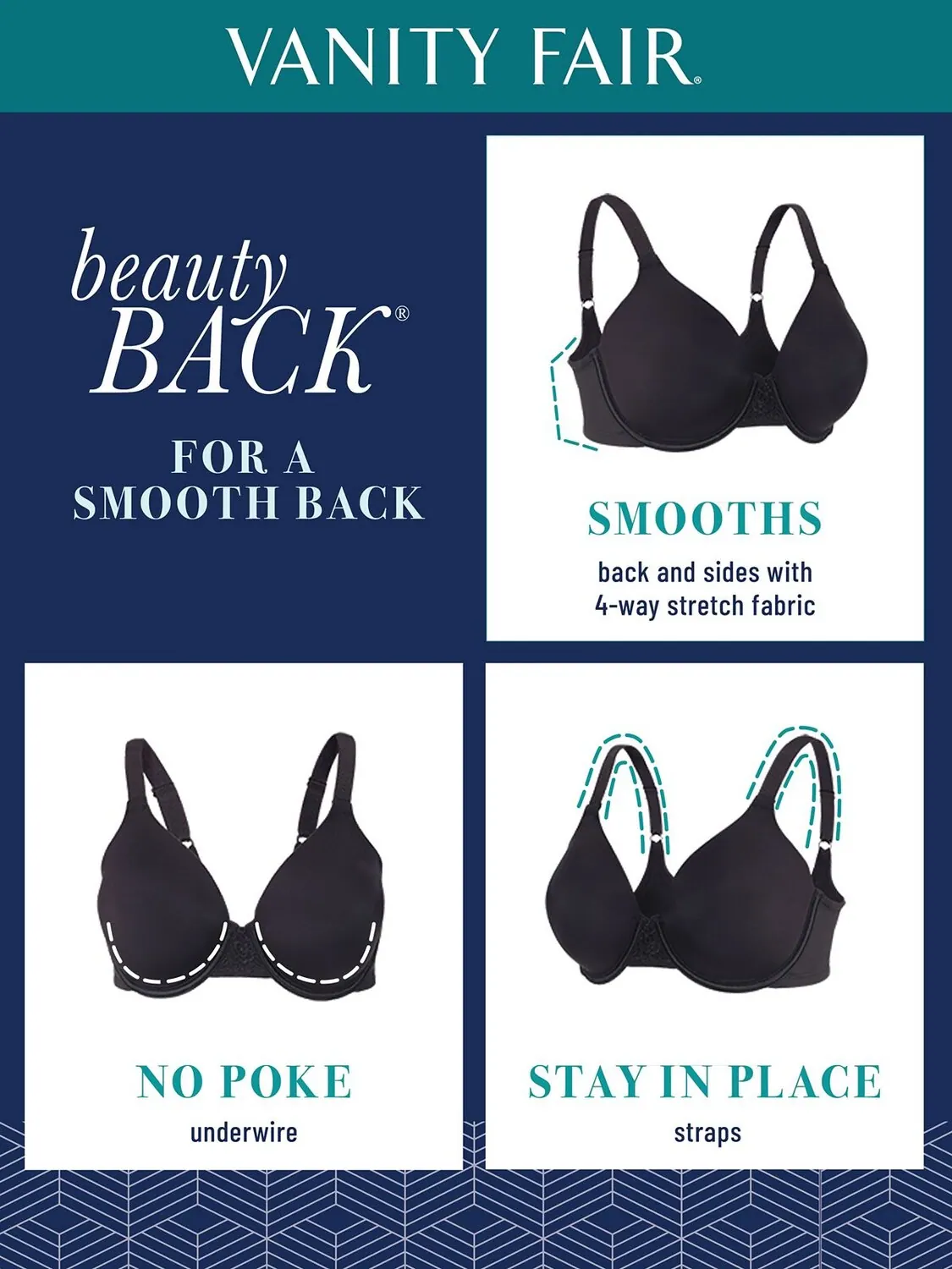 Бюстгальтер для контурирования полной фигуры Beauty Back Smoothing 76380 Vanity Fair — изображение 4 из 4, темно-синий