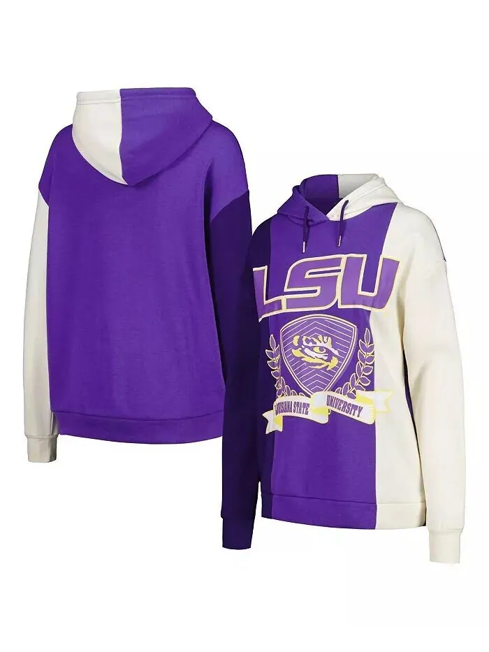 Женский пуловер с цветными блоками фиолетового цвета LSU Tigers Hall of Fame с капюшоном Gameday — фиолетовый