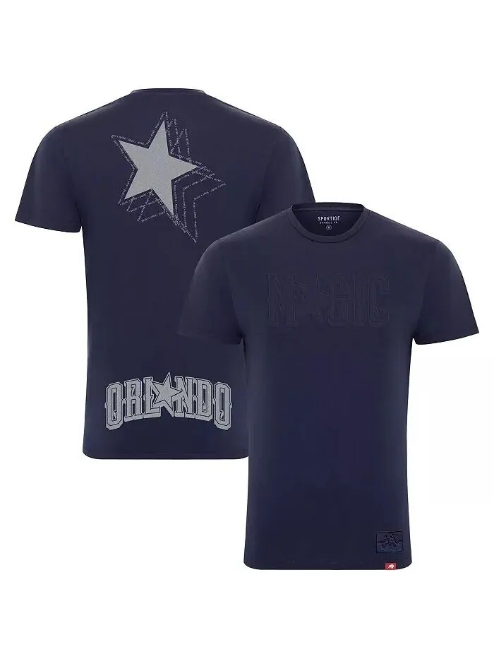 Мужская и женская футболка Heather Navy Orlando Magic x JEFRE 2023/24 City Edition Bingham Sportiqe — синий