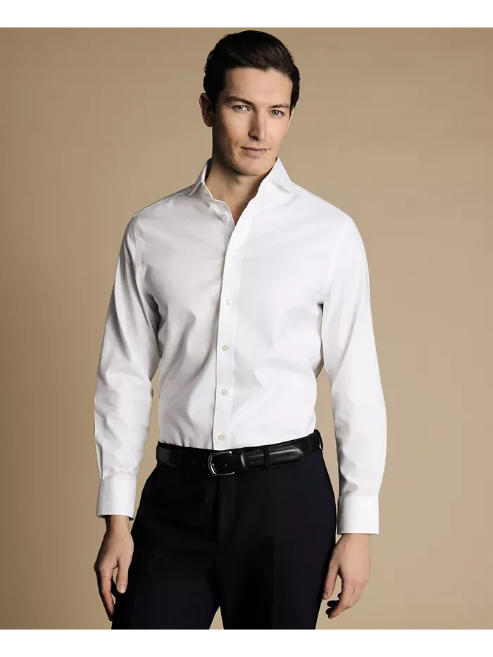 Мужская классическая рубашка из твила Slim-Fit Charles Tyrwhitt — белый