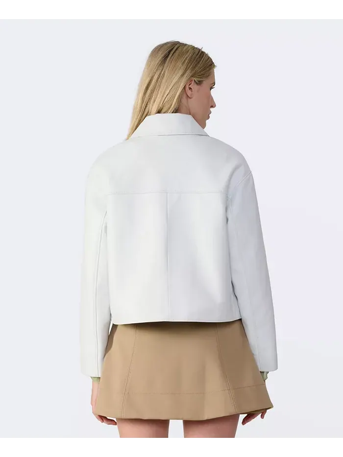 Женская укороченная кожаная куртка Furniq UK — изображение 5 из 5, белый