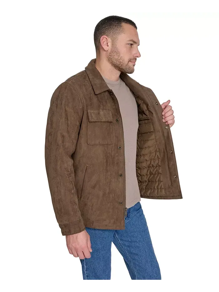 Мужская куртка-рубашка из микро-замши Dockers — изображение 3 из 4, коричневый