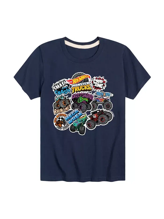 Футболка для мальчиков Toddler Boys с принтом Hot Wheels и наклейками — синий