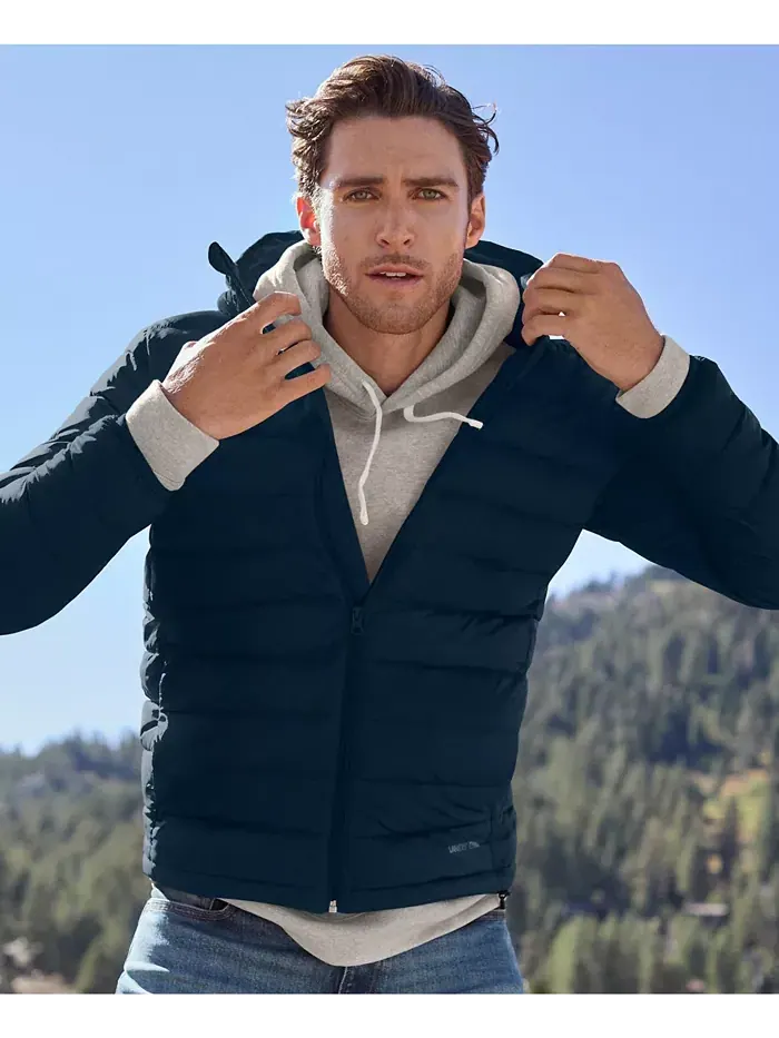 Мужская куртка с капюшоном Wanderweight Packable Down Lands' End — изображение 2 из 4, синий